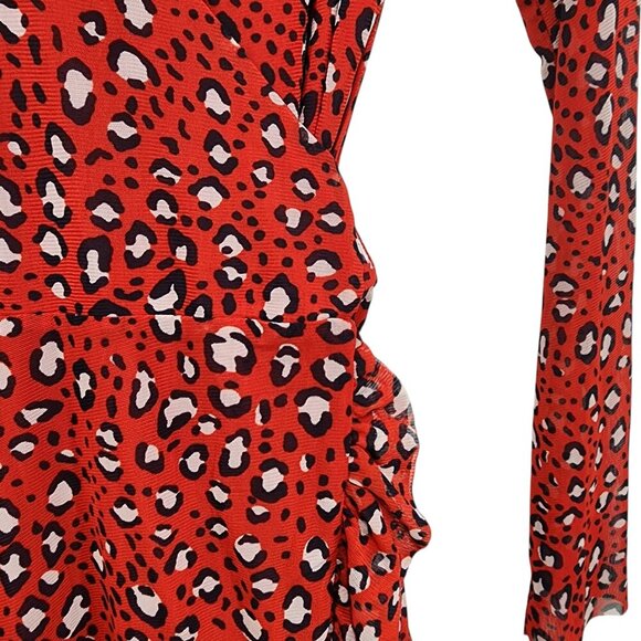 Sanctuary Women's Red Emma Cheetah Print Wrap Around Dress Sz XL - Picture 5 of 10